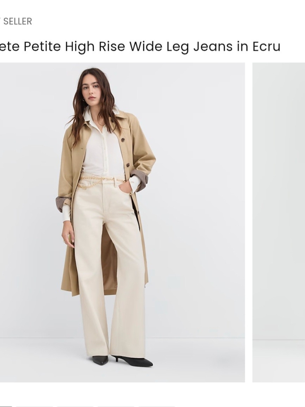 LOFT Rivete Ecru High-Rise Wide Leg Jeans